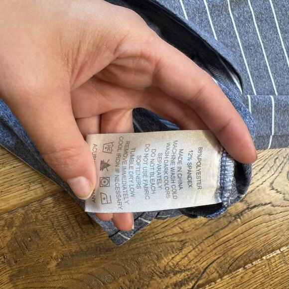 FJ FootJoy Golf Polo Men’s XL Heathered Blue Aqua Stripes Performance - Picture 5 of 6